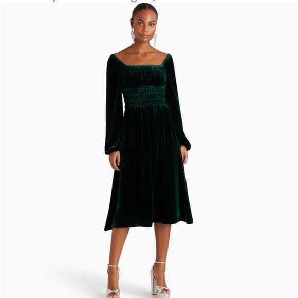 Hill House Dresses & Skirts - HILL HOUSE Green Velvet Long Sleeve The Jasmine Nap Dress -  Size S